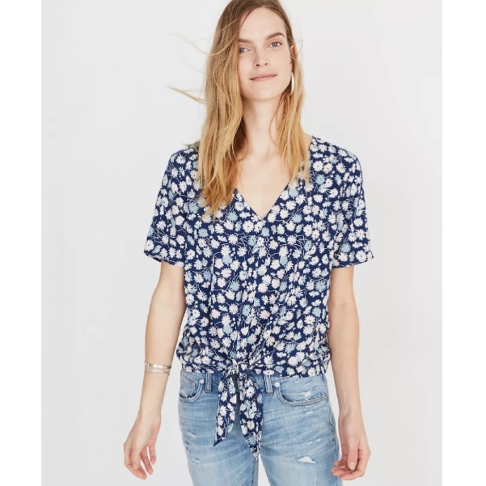 Madewell Novel Tie-Front Top in French Floral